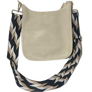 Ah-Dorned ivory crossbody vegan leather messenger bag purse with chevron strap